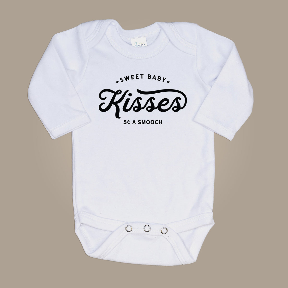 Cuddle Sleep Dream Baby Bodysuits Sweet Baby Kisses | White Onesie | Black Writing
