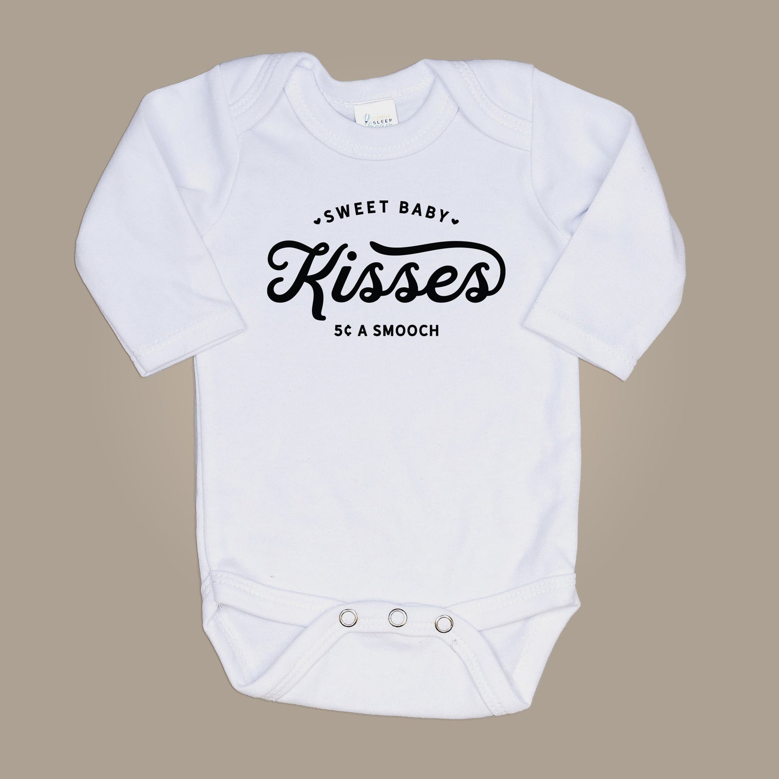 Cuddle Sleep Dream Baby Bodysuits Sweet Baby Kisses | White Onesie | Black Writing