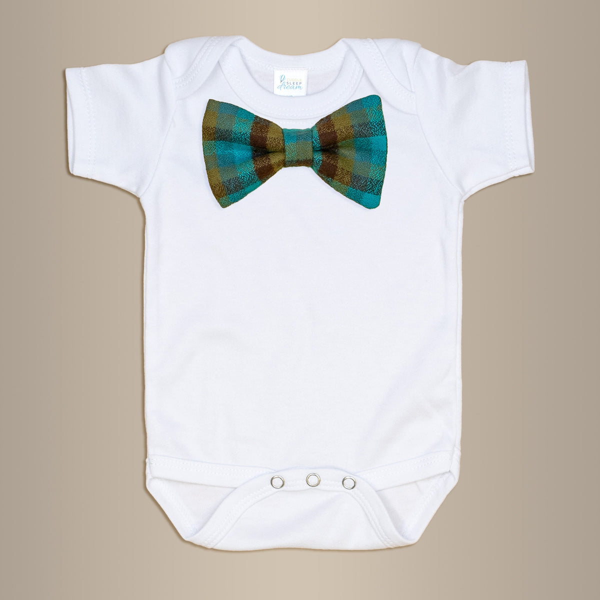 Cuddle Sleep Dream Bowtie Bodysuit Teal Plaid Bowtie Bodysuit