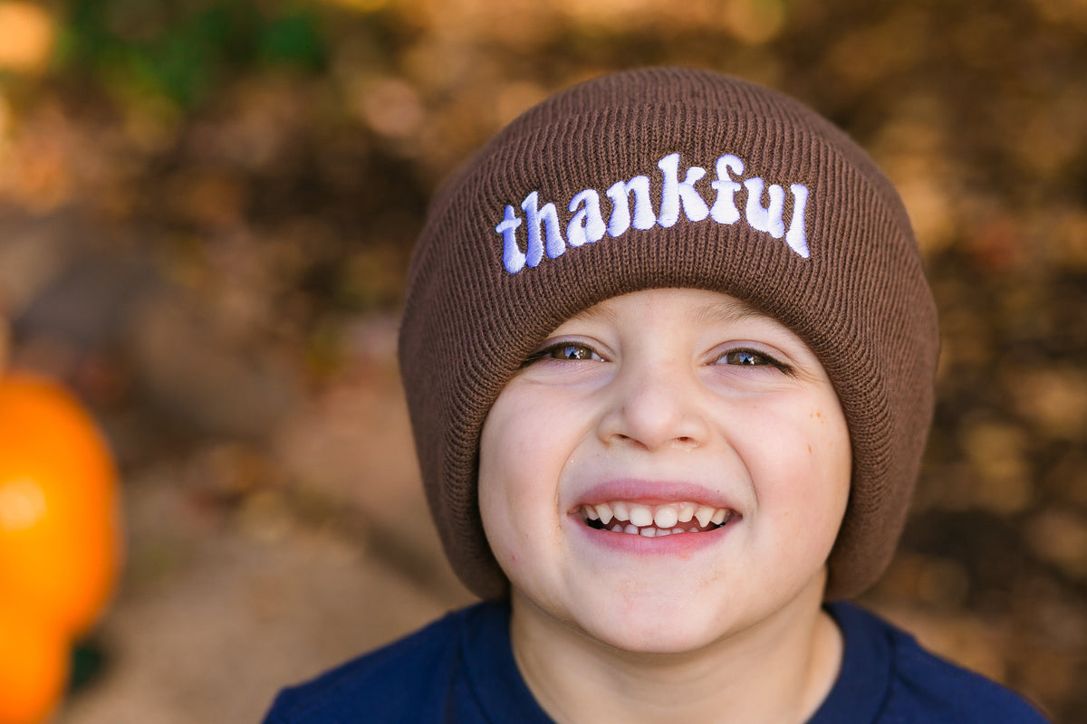 Cuddle Sleep Dream Thankful | Brown Knit Beanie
