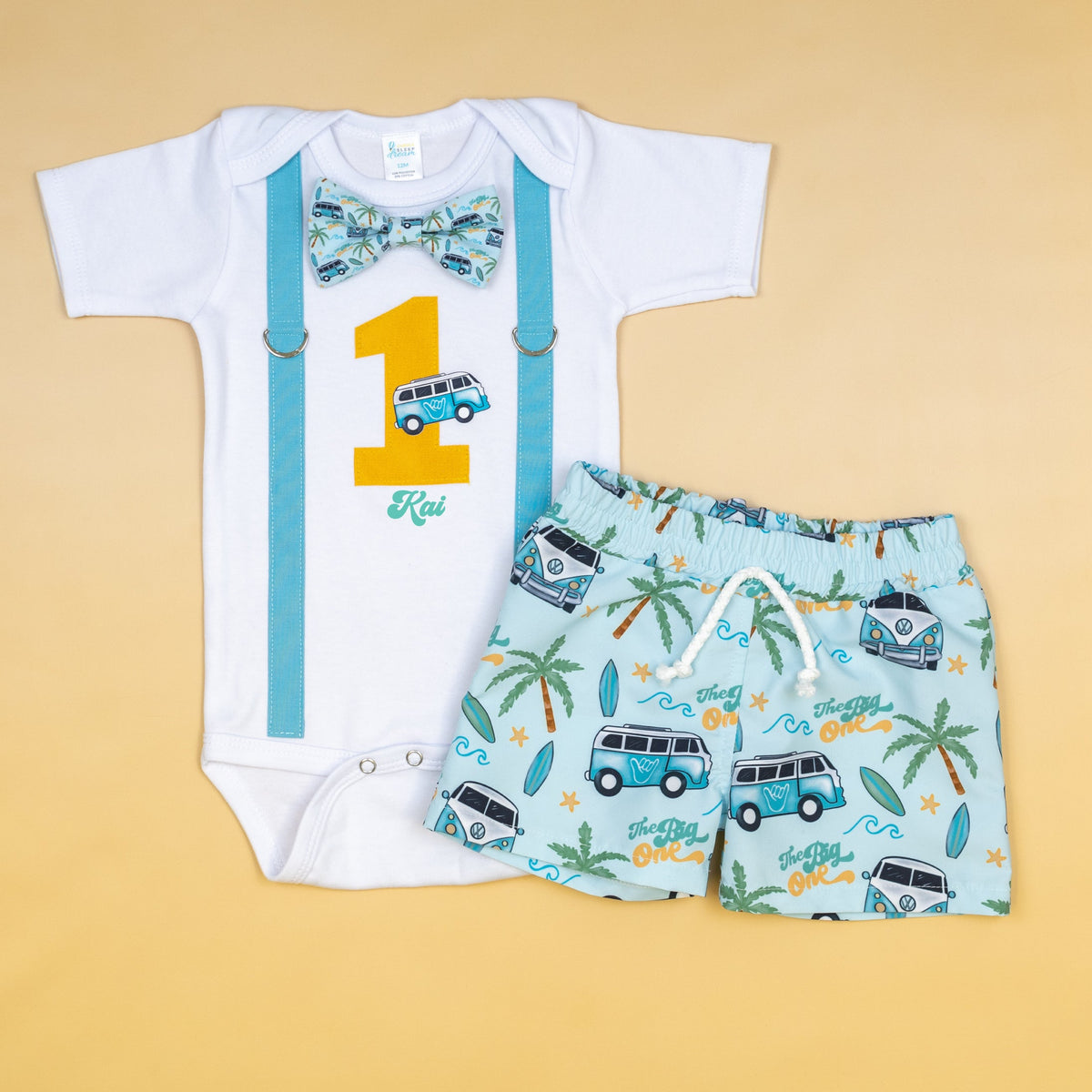 Cuddle Sleep Dream Oh Snap The Big One Surfing Theme Cake Smash Bodysuit