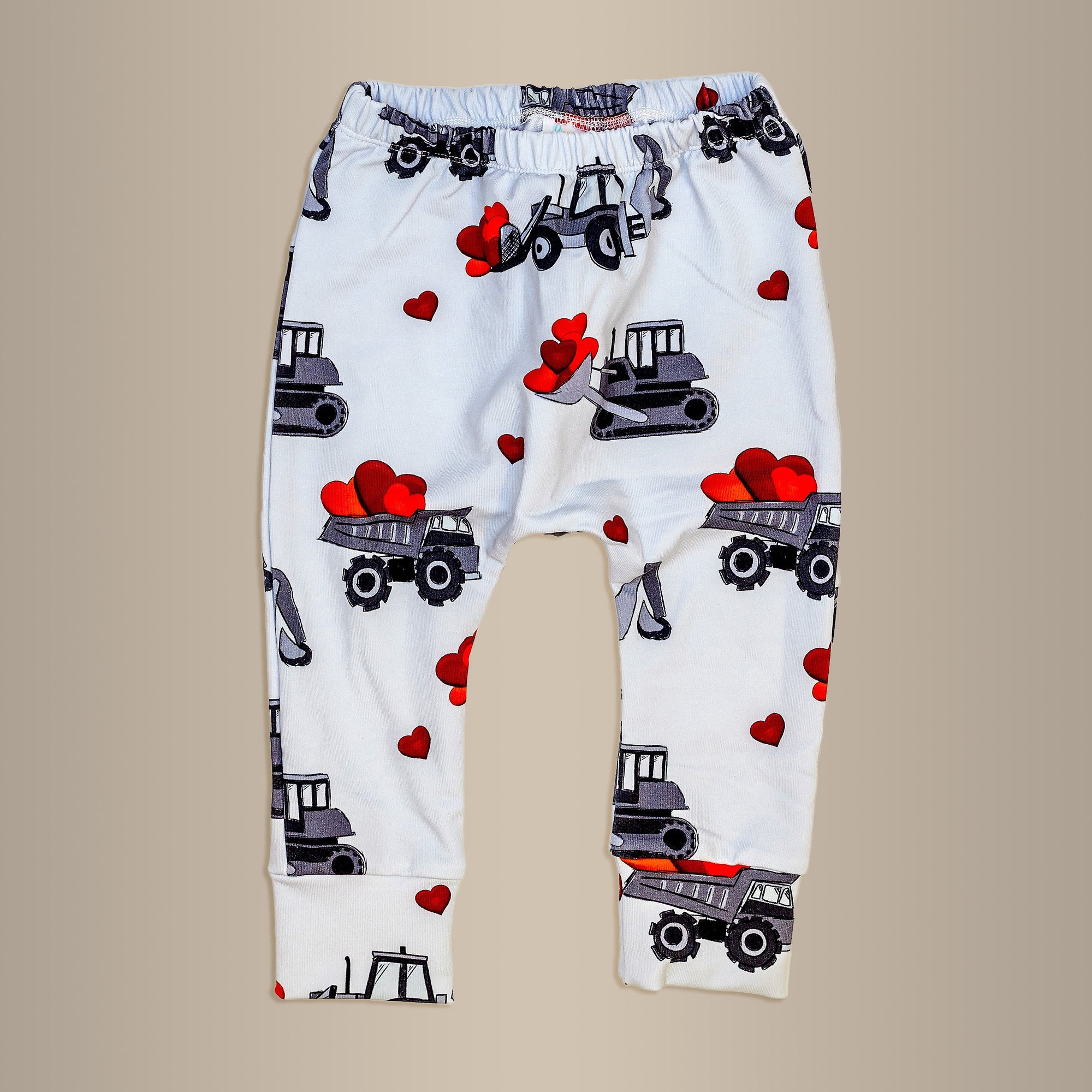 Cuddle Sleep Dream Slim Joggers Valentine Construction Trucks in Gray Gusset Pants