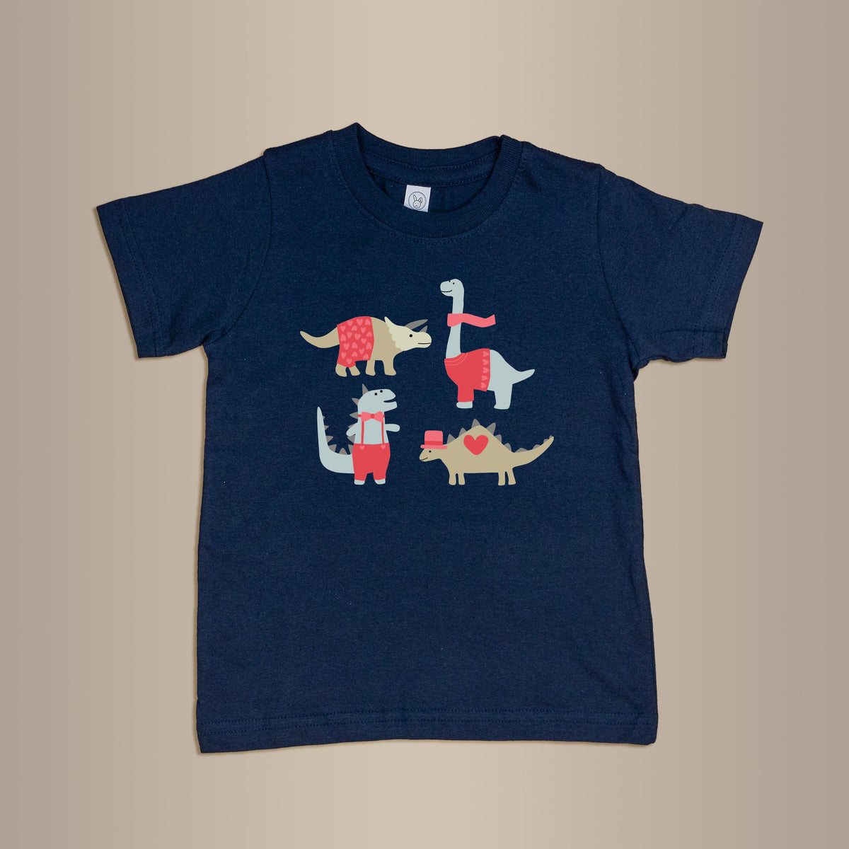 Cuddle Sleep Dream Valentine Dapper Dinos | Navy Tshirt
