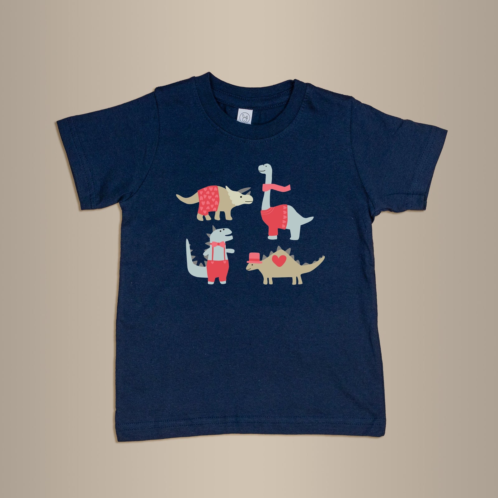 Cuddle Sleep Dream Valentine Dapper Dinos | Navy Tshirt