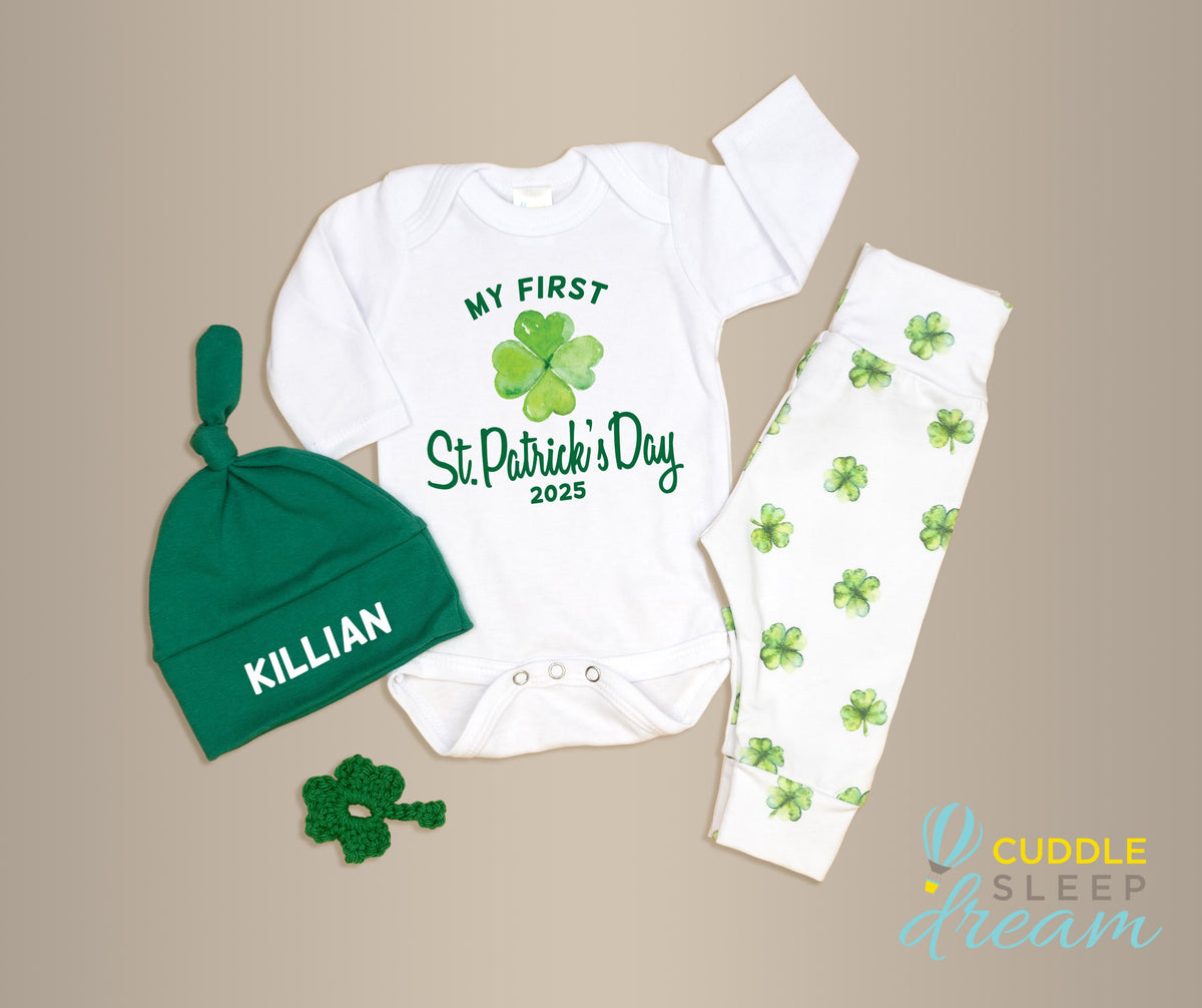 Cuddle Sleep Dream Leggings Watercolor Shamrocks | St Patrick&#39;s Day Leggings