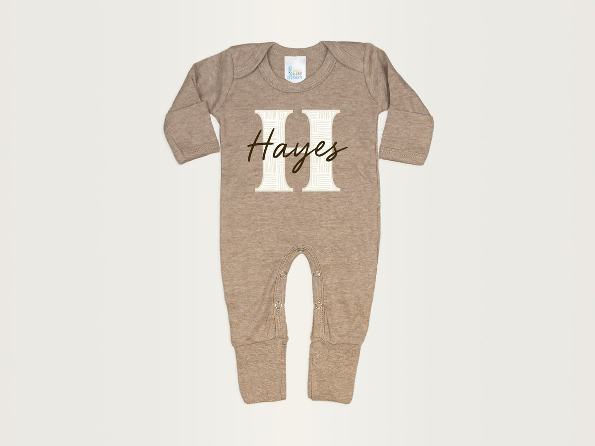 Cuddle Sleep Dream Bundles Weave Initial Romper &amp; Hat | Truffle