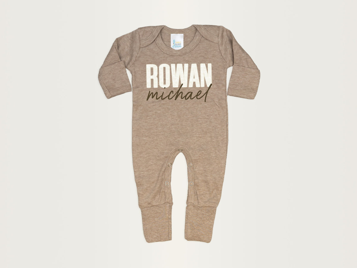 Cuddle Sleep Dream Bundles Weave Name Romper &amp; Hat | Truffle