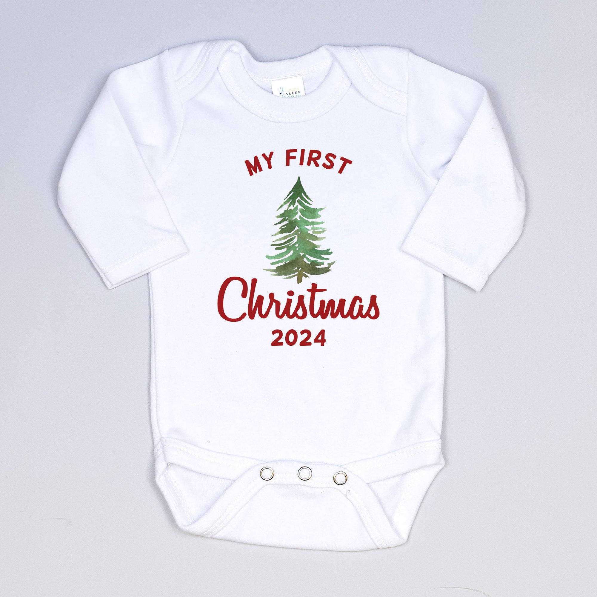 My First Christmas w/ Tree | White Bodysuit