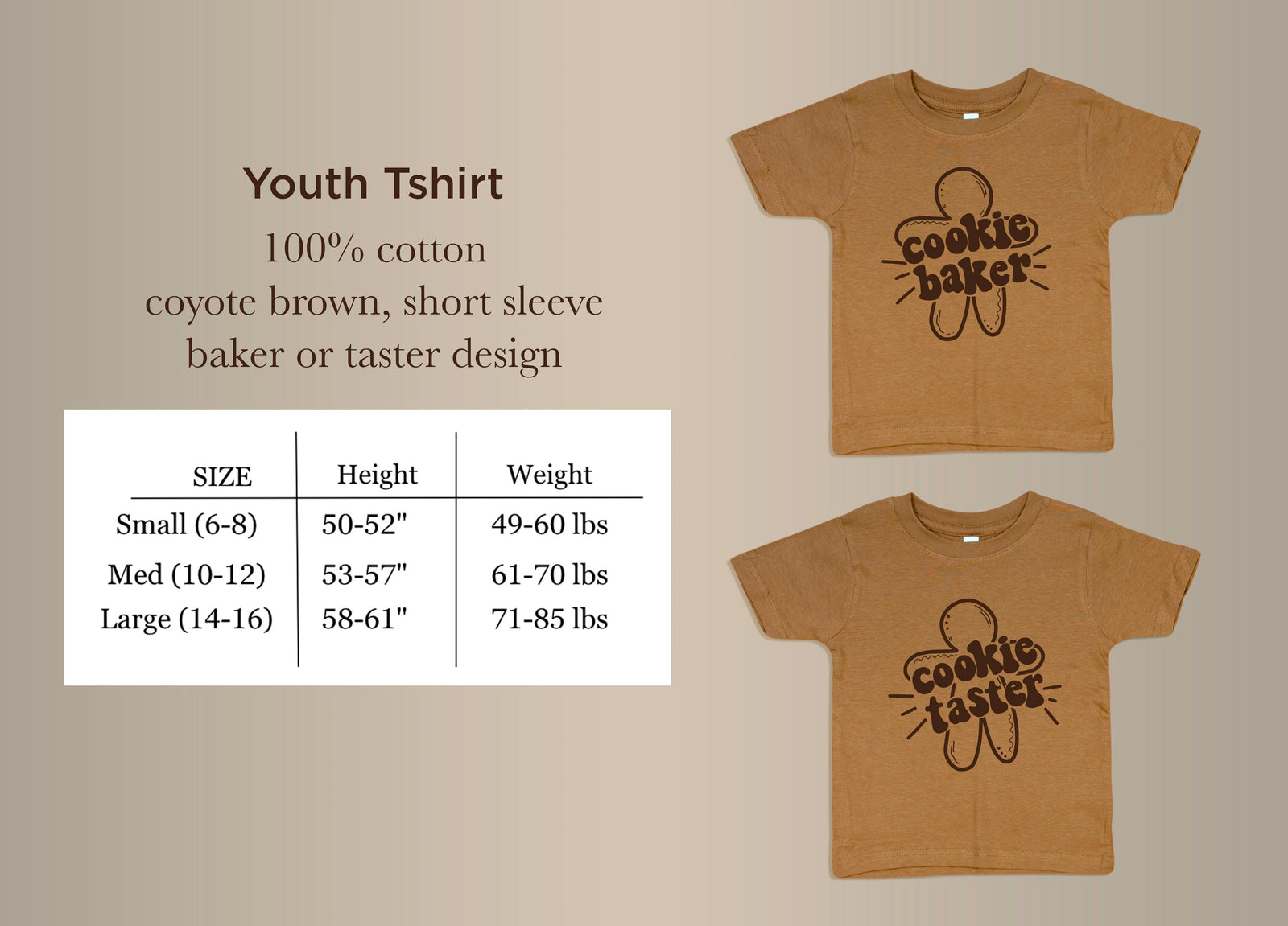 Cuddle Sleep Dream Youth Small (6-8) / Cookie BAKER Youth Cookie Baker/Taster Tees