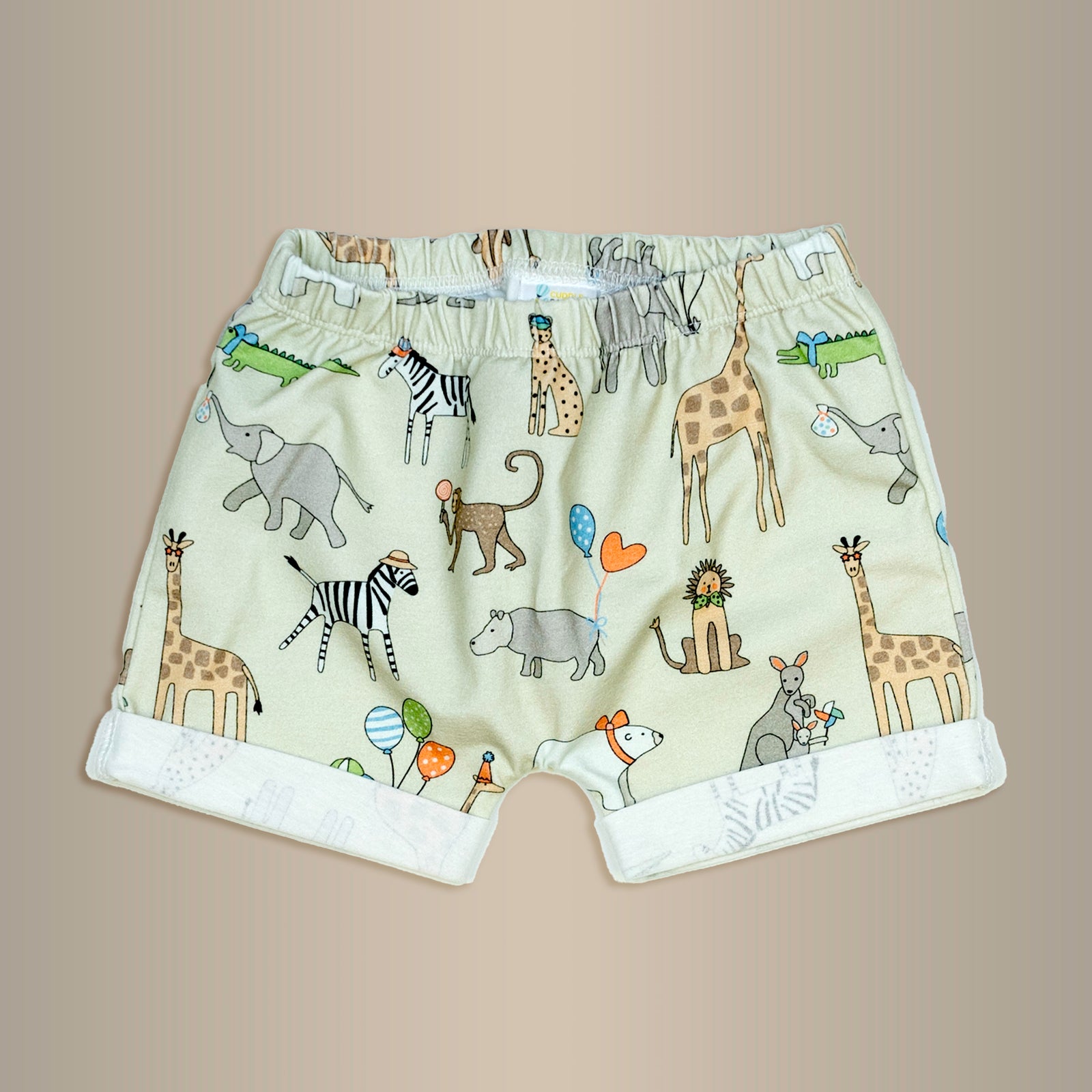 Cuddle Sleep Dream Shorts Zoo Day Rolled Hem Shorts