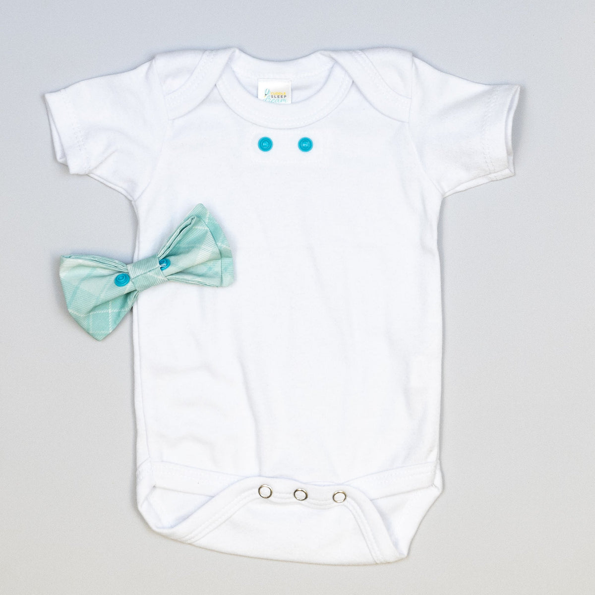 Cuddle Sleep Dream Bowtie Bodysuit Aqua Plaid | Easter Bowtie Bodysuit