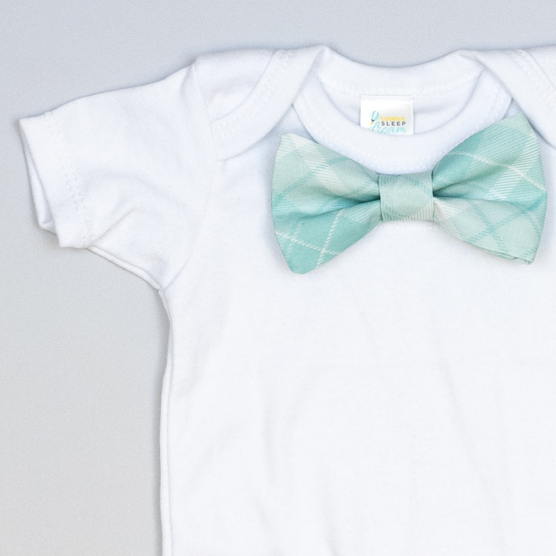 Cuddle Sleep Dream Bowtie Bodysuit Aqua Plaid | Easter Bowtie Bodysuit