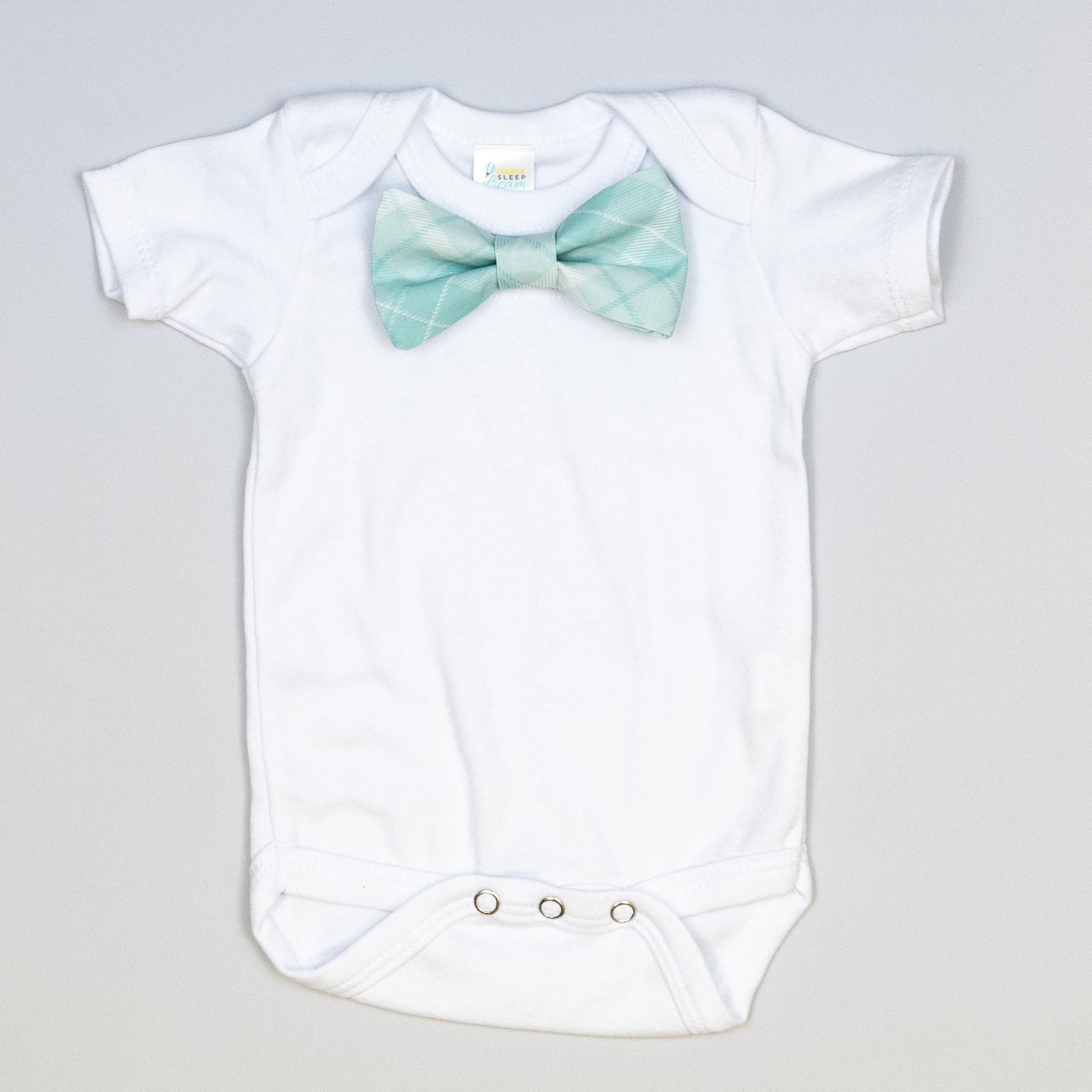 Cuddle Sleep Dream Bowtie Bodysuit Aqua Plaid | Easter Bowtie Bodysuit
