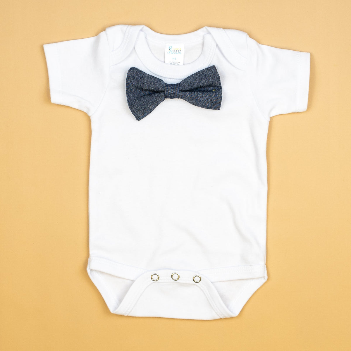 Cuddle Sleep Dream Bowtie Bodysuit Blue Chambray Bowtie Bodysuit