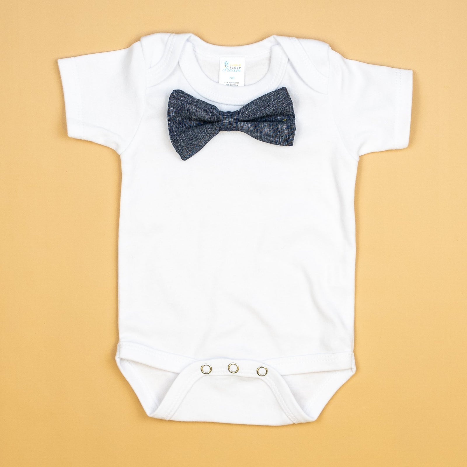 Cuddle Sleep Dream Bowtie Bodysuit Blue Chambray Bowtie Bodysuit