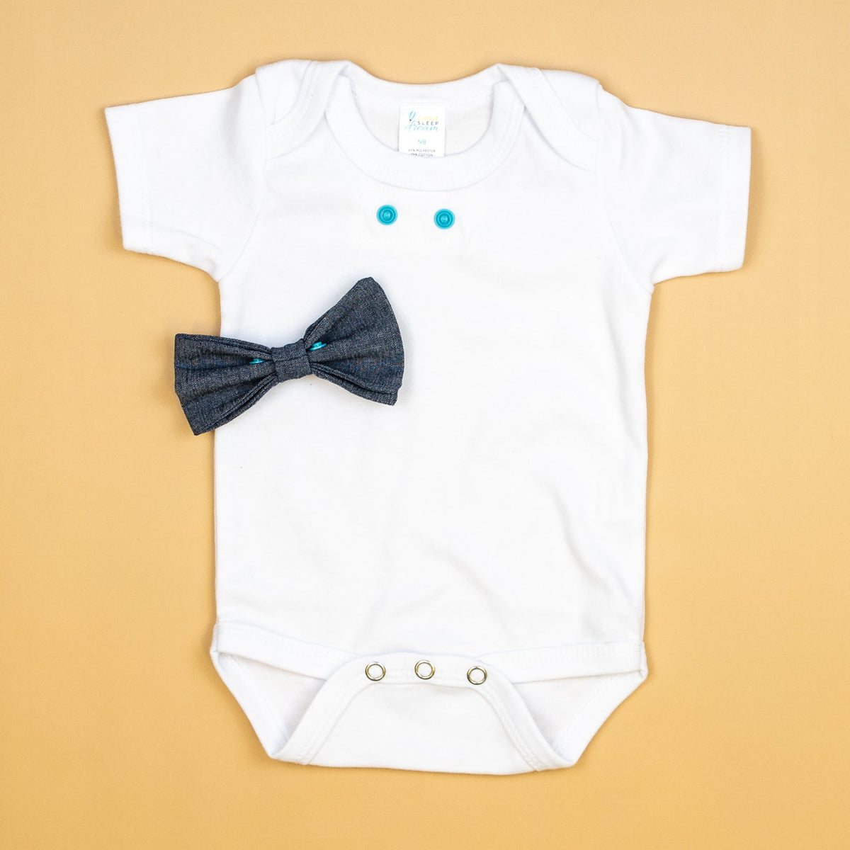 Cuddle Sleep Dream Bowtie Bodysuit Blue Chambray Bowtie Bodysuit
