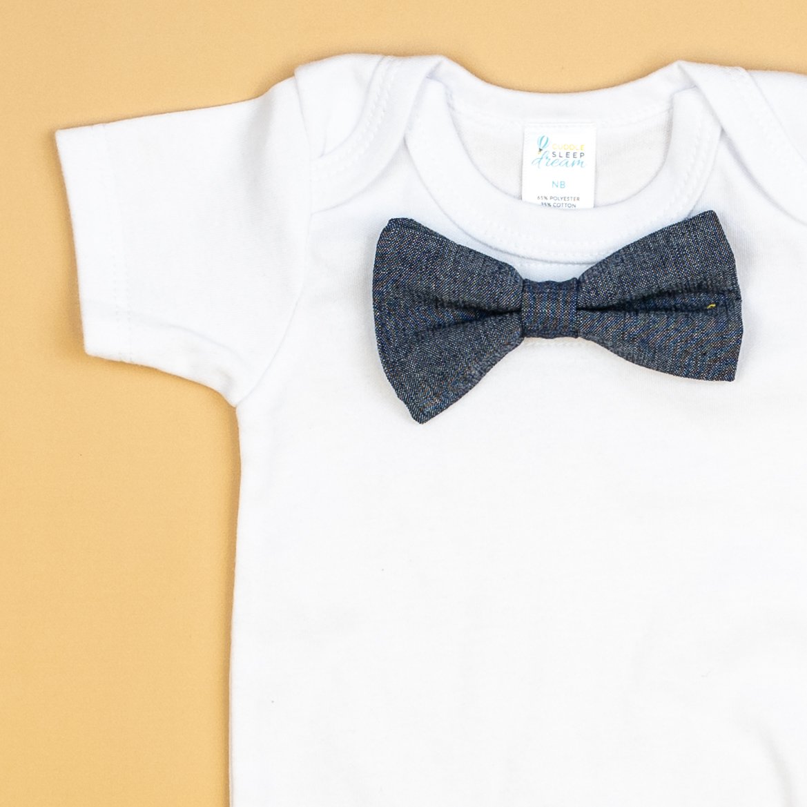 Cuddle Sleep Dream Bowtie Bodysuit Blue Chambray Bowtie Bodysuit