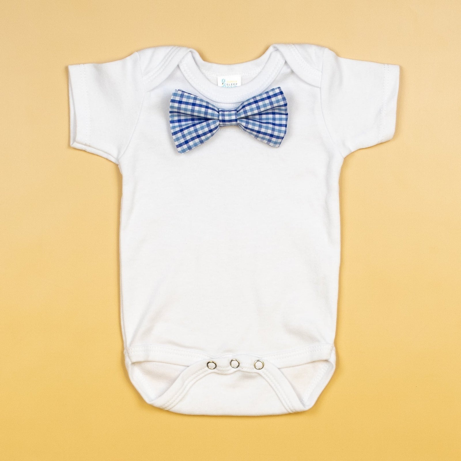 Cuddle Sleep Dream Bowtie Bodysuit Blue Check Bowtie Bodysuit