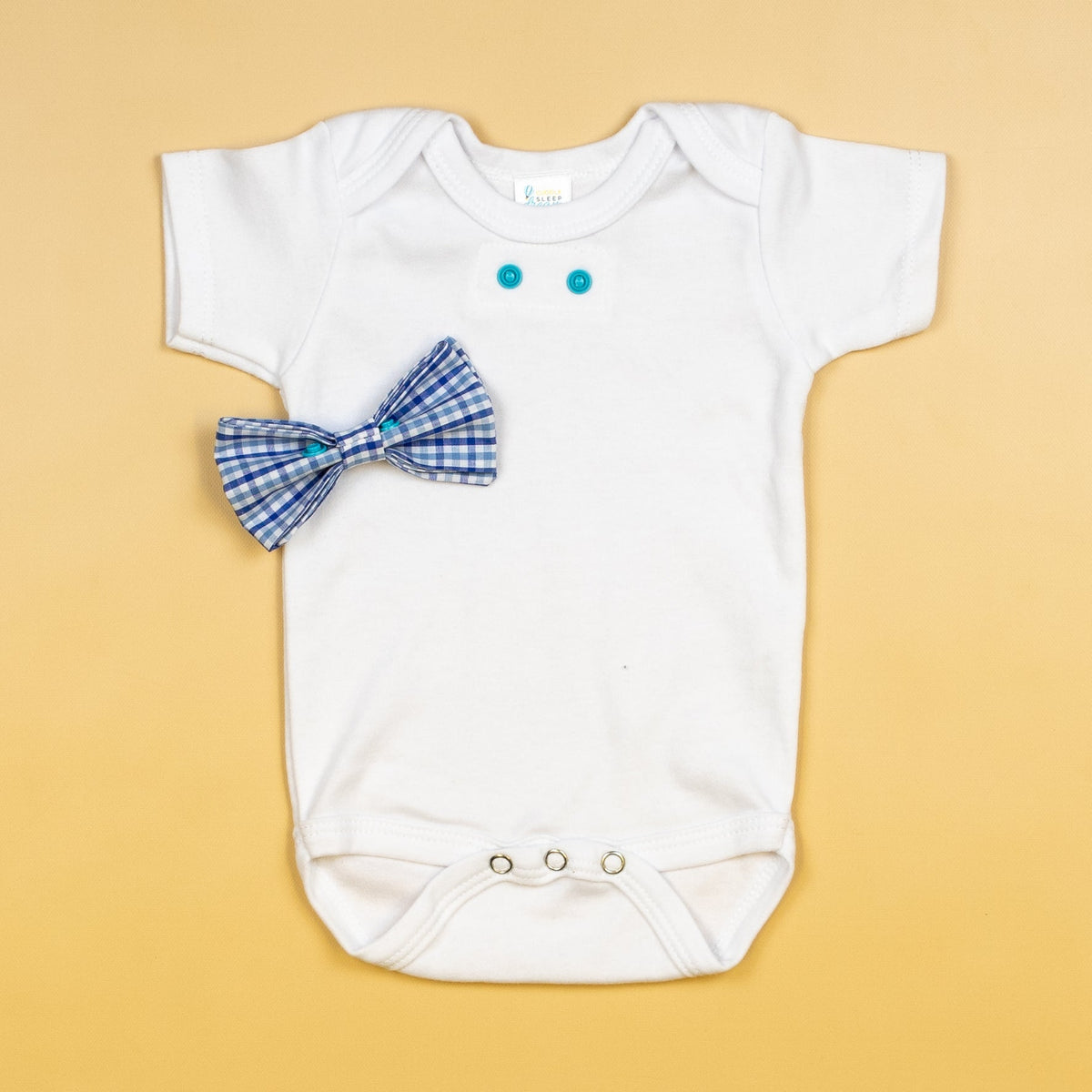 Cuddle Sleep Dream Bowtie Bodysuit Blue Check Bowtie Bodysuit