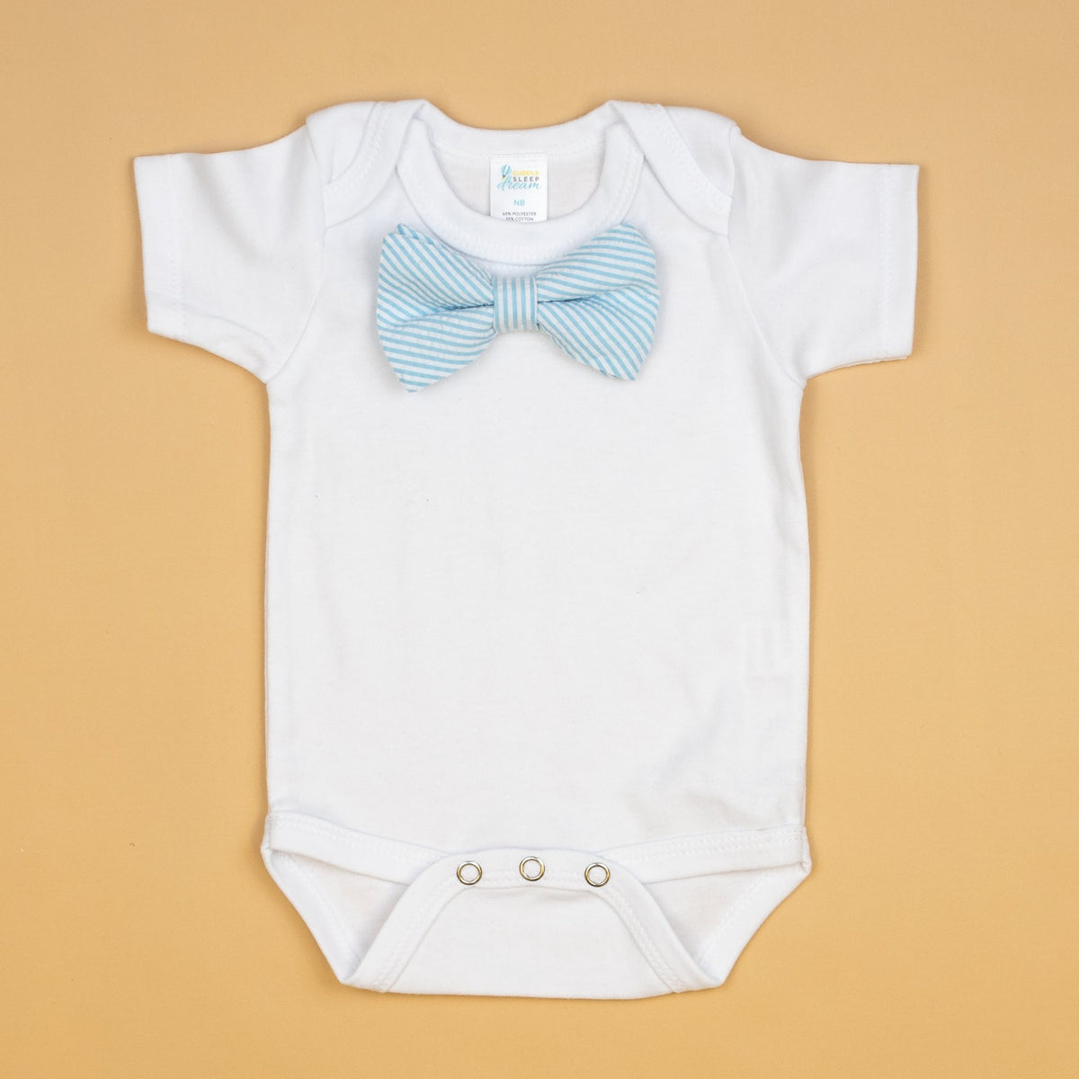 Cuddle Sleep Dream Bowtie Bodysuit Blue Seersucker Bowtie Bodysuit