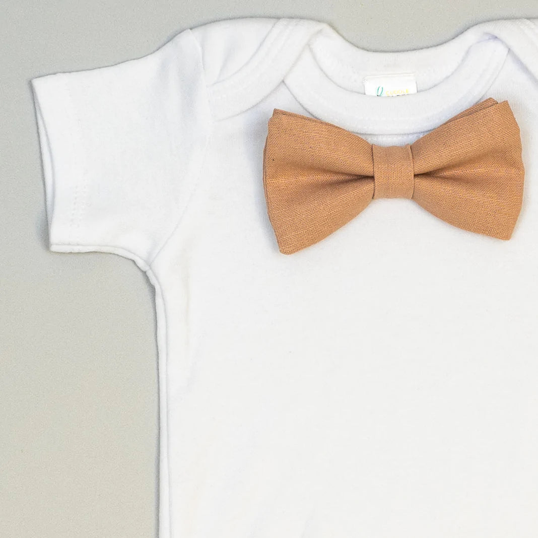 Cuddle Sleep Dream Bowtie Bodysuit Blush Linen Bowtie Bodysuit