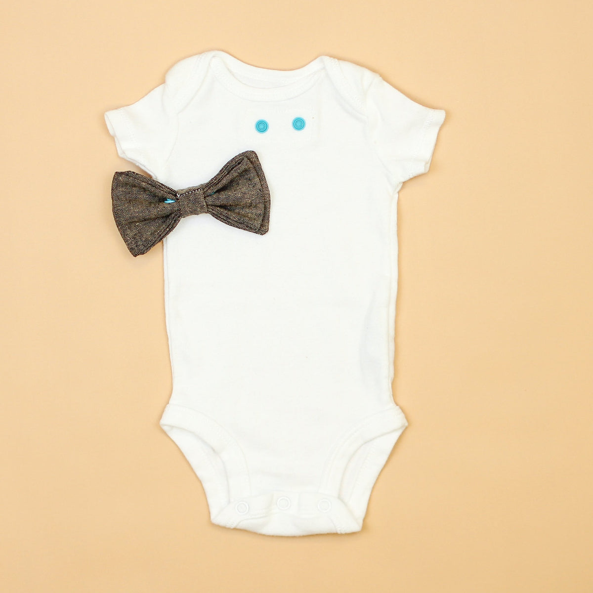 Cuddle Sleep Dream Bowtie Bodysuit Brown Linen Bowtie Bodysuit