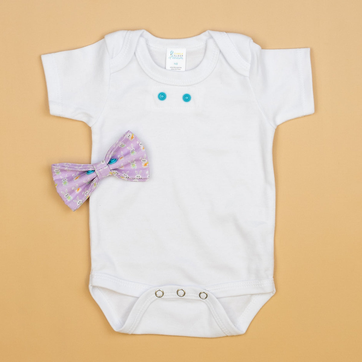 Cuddle Sleep Dream Bowtie Bodysuit Bunnies on Purple Bowtie Bodysuit