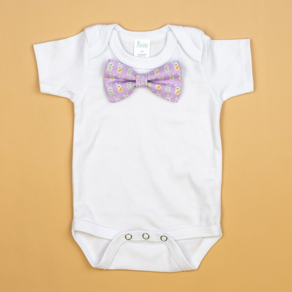 Cuddle Sleep Dream Bowtie Bodysuit Bunnies on Purple Bowtie Bodysuit