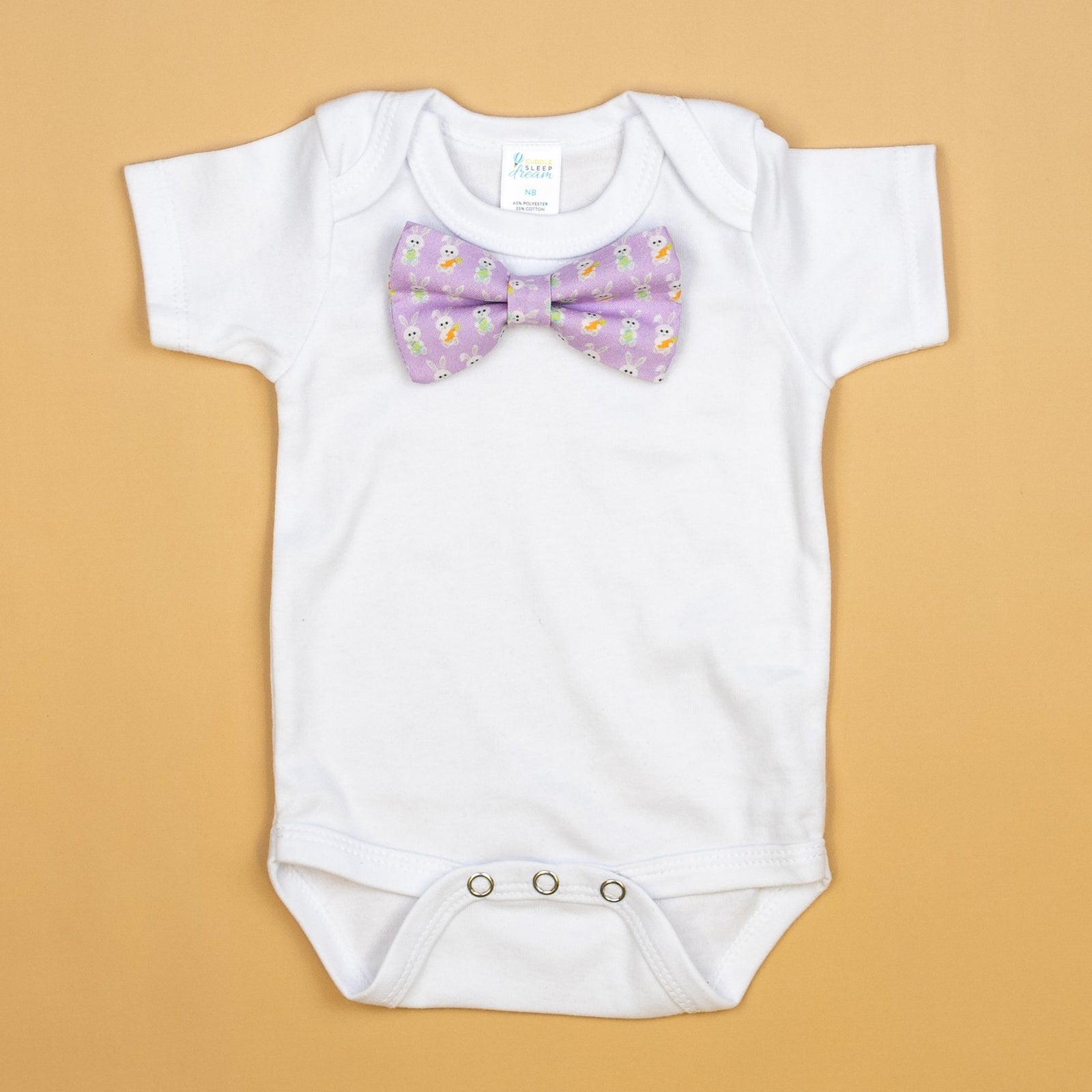 Cuddle Sleep Dream Bowtie Bodysuit Bunnies on Purple Bowtie Bodysuit