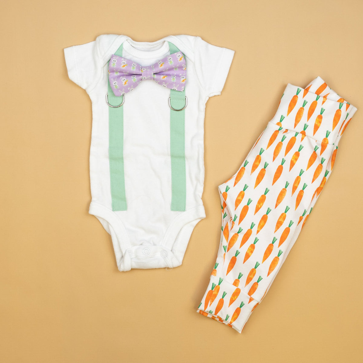 Cuddle Sleep Dream Bowtie Bodysuit Bunnies on Purple Bowtie Bodysuit