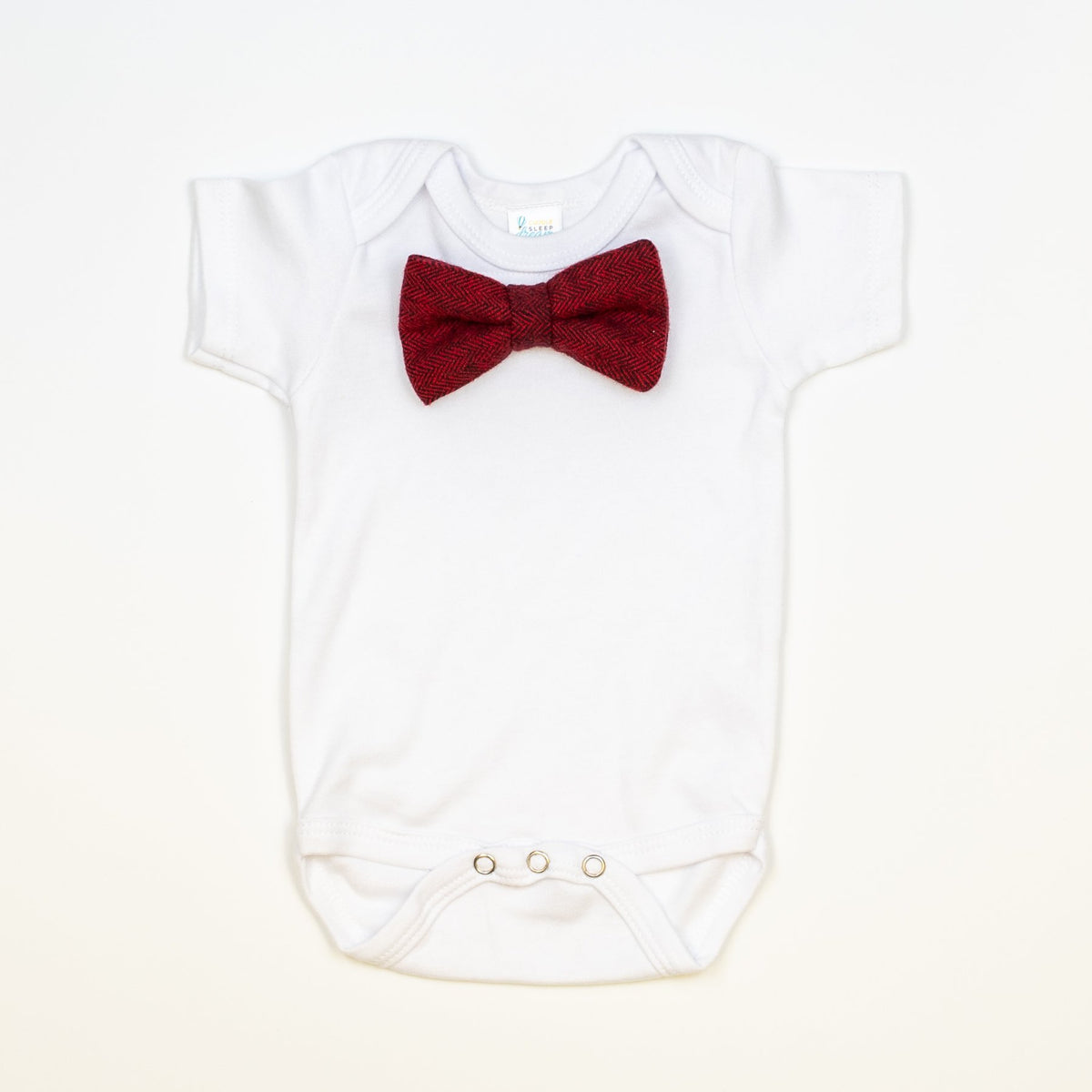 Cuddle Sleep Dream Bowtie Bodysuit Burgundy FLANNEL Bowtie Bodysuit