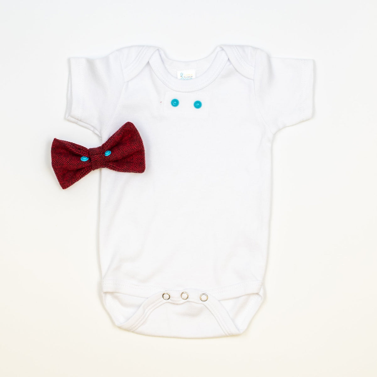 Cuddle Sleep Dream Bowtie Bodysuit Burgundy FLANNEL Bowtie Bodysuit
