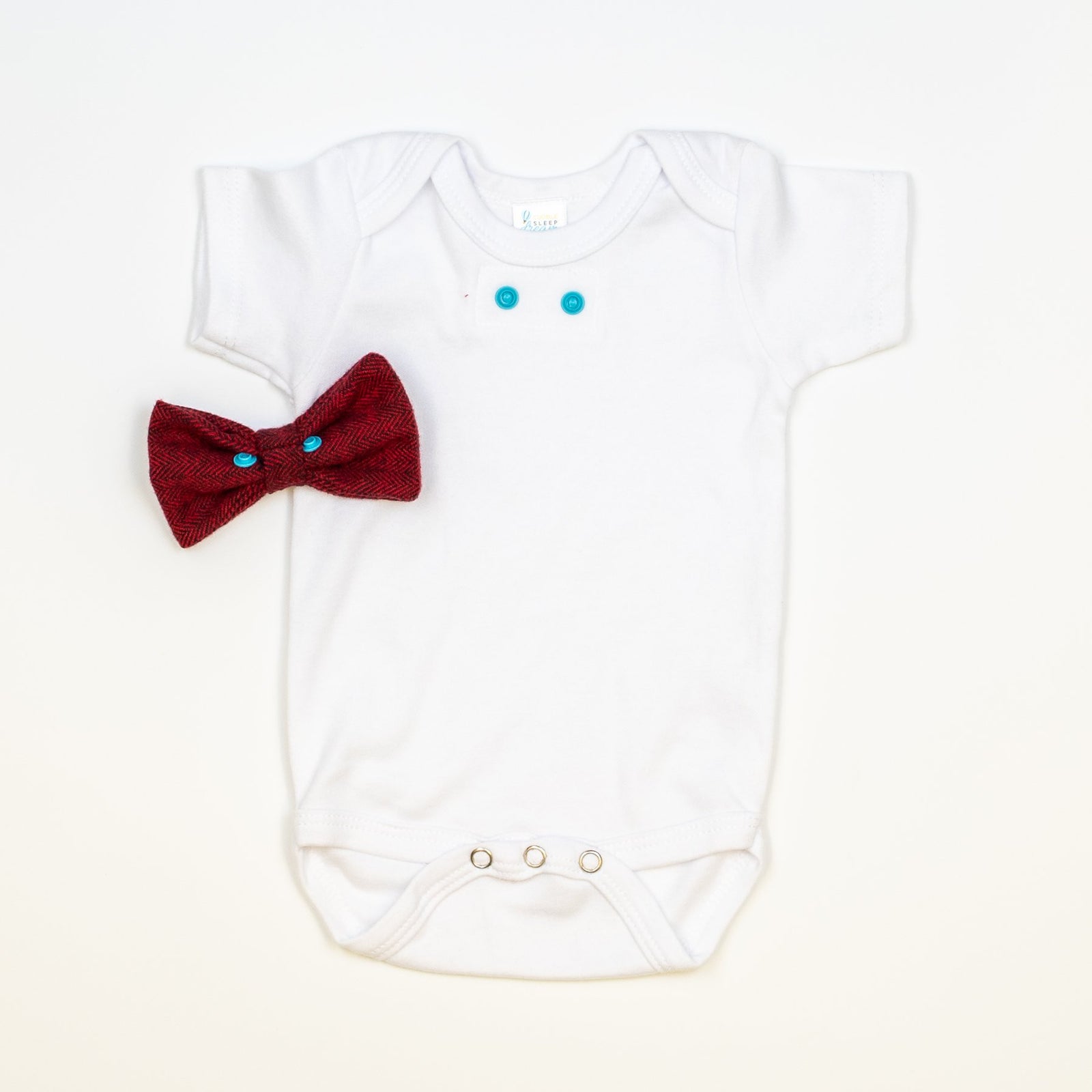 Cuddle Sleep Dream Bowtie Bodysuit Burgundy FLANNEL Bowtie Bodysuit