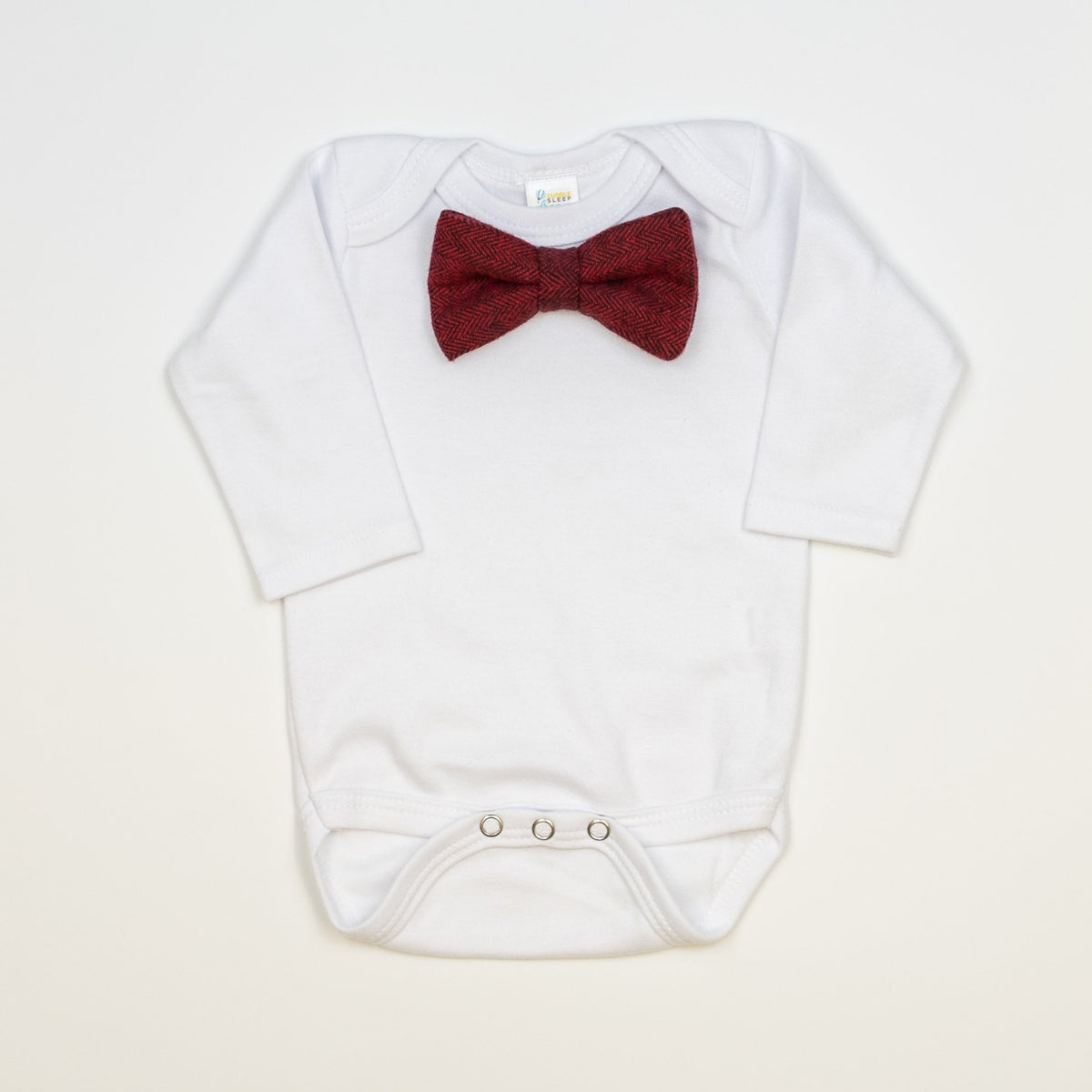 Cuddle Sleep Dream Bowtie Bodysuit Burgundy FLANNEL Bowtie Bodysuit