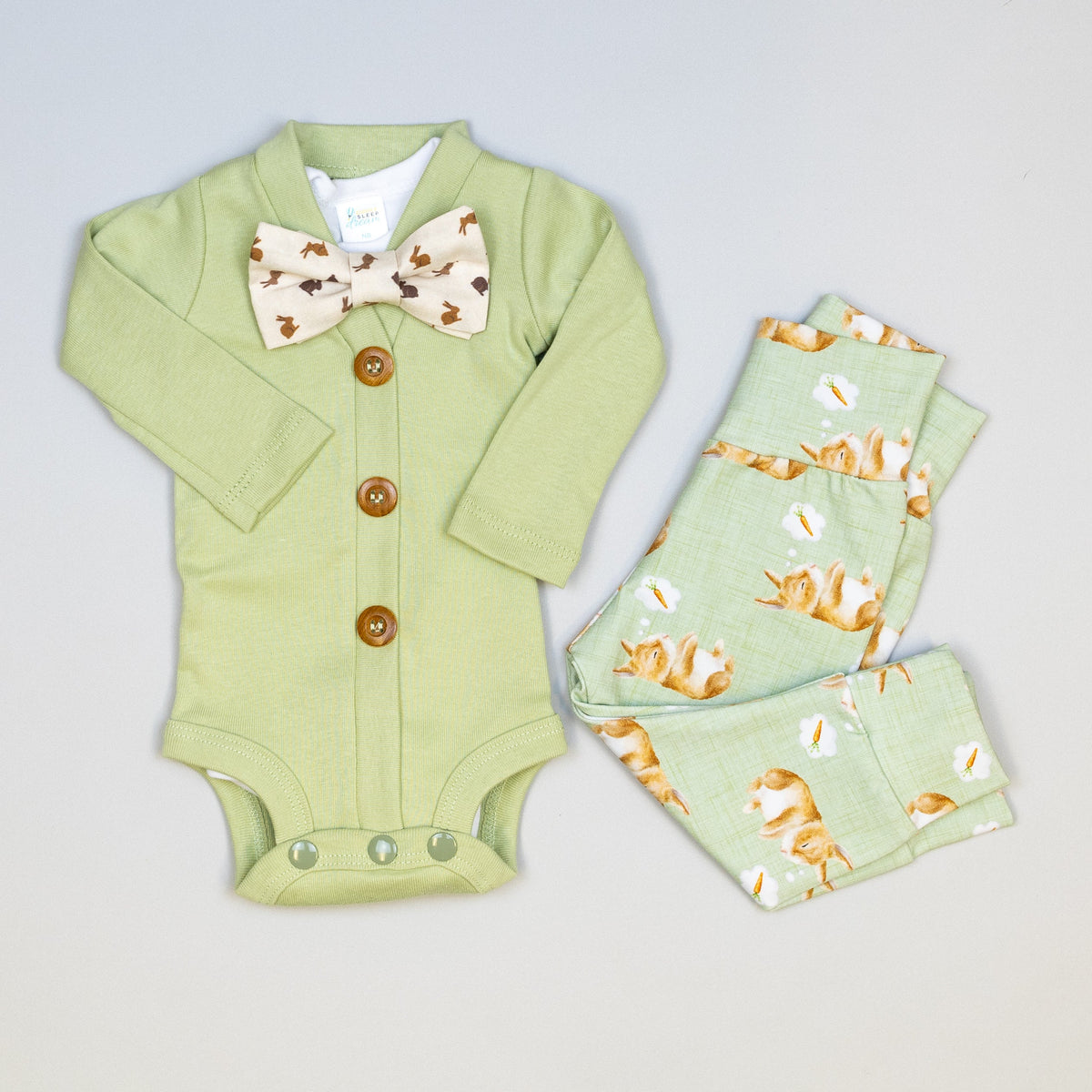 Cuddle Sleep Dream Bowtie Bodysuit Chocolate Bunnies | Easter Bowtie Bodysuit