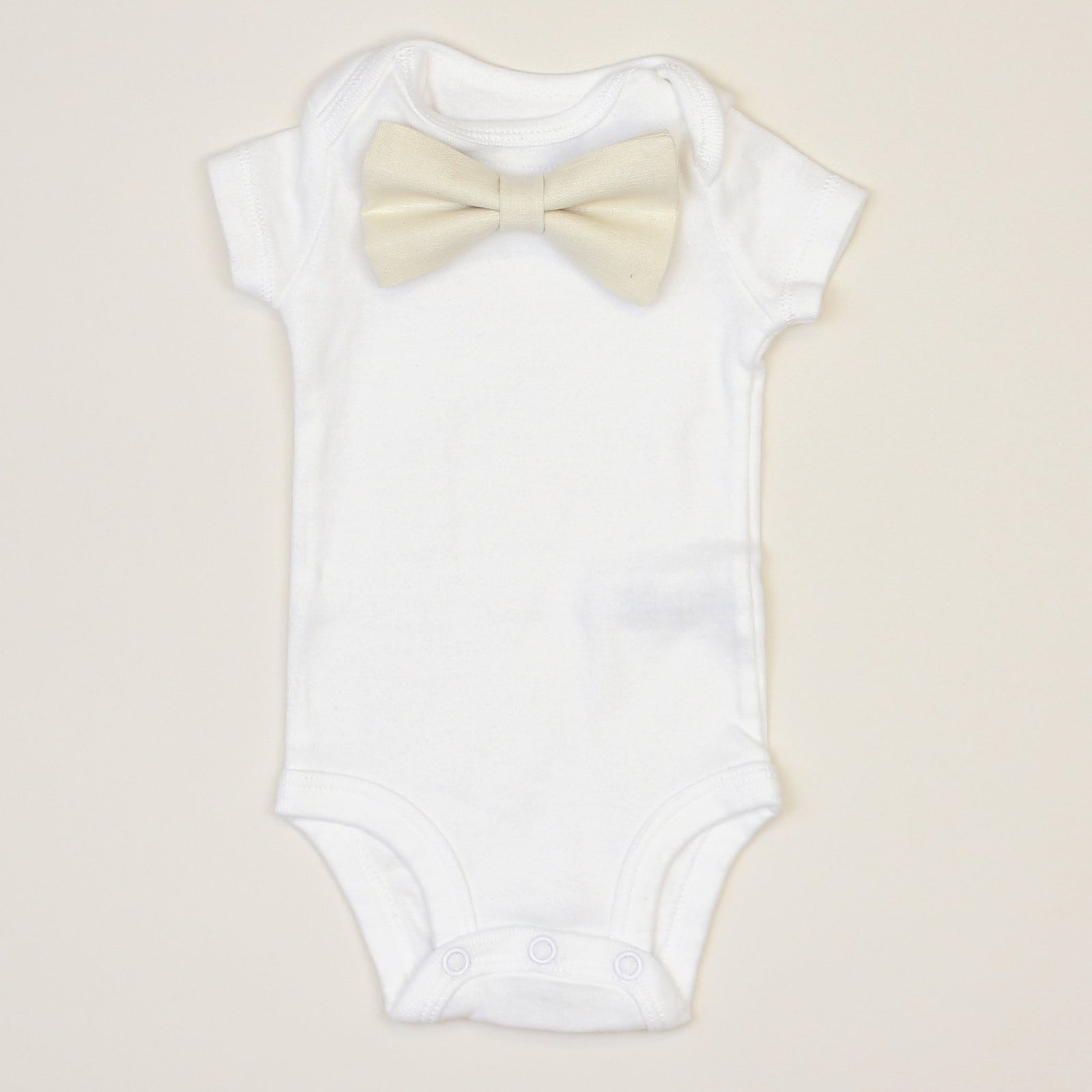 Cuddle Sleep Dream Bowtie Bodysuit Cream Linen Bowtie Bodysuit
