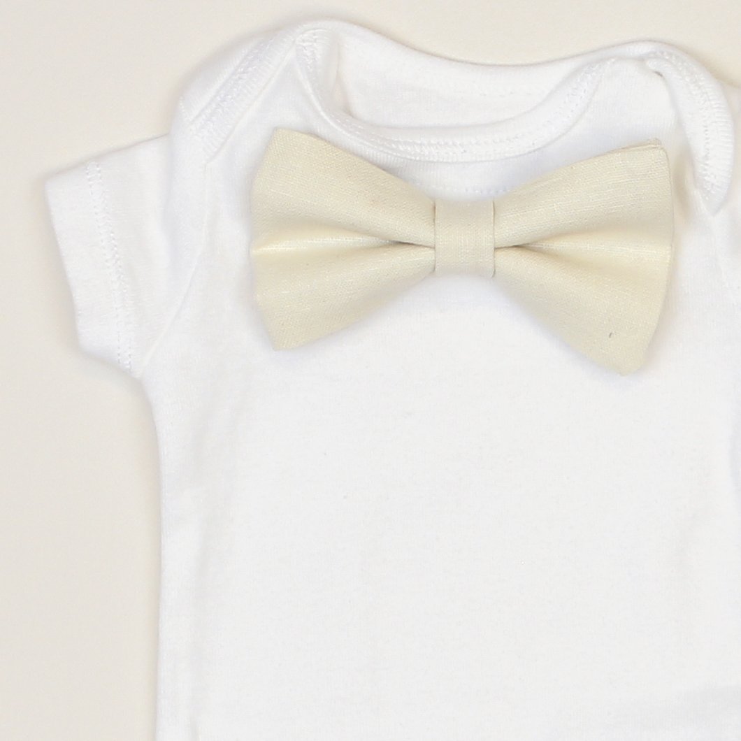 Cuddle Sleep Dream Bowtie Bodysuit Cream Linen Bowtie Bodysuit