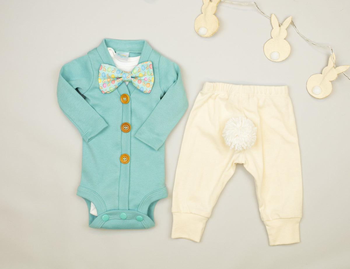 Cuddle Sleep Dream Bowtie Bodysuit Eggs &amp; Bunnies Bowtie Bodysuit