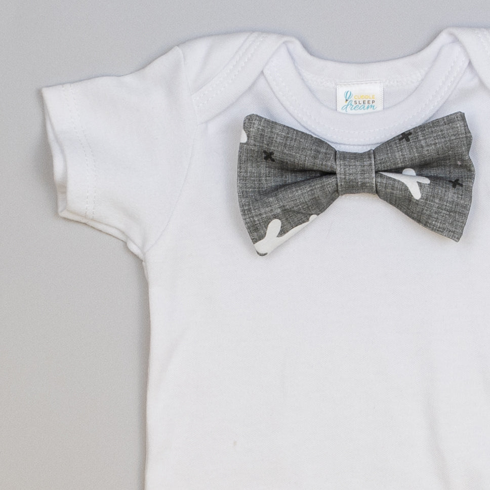 Cuddle Sleep Dream Bowtie Bodysuit Gray Bunny Bowtie Bodysuit