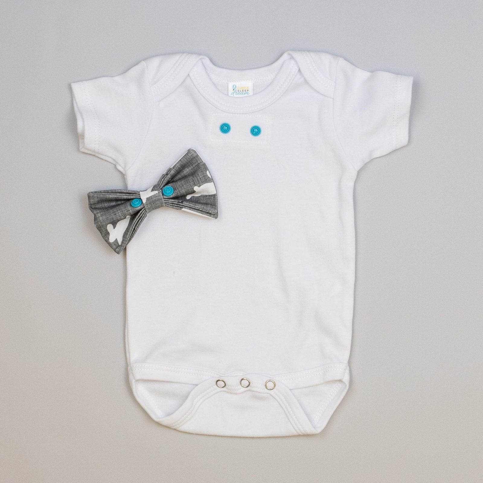 Cuddle Sleep Dream Bowtie Bodysuit Gray Bunny Bowtie Bodysuit
