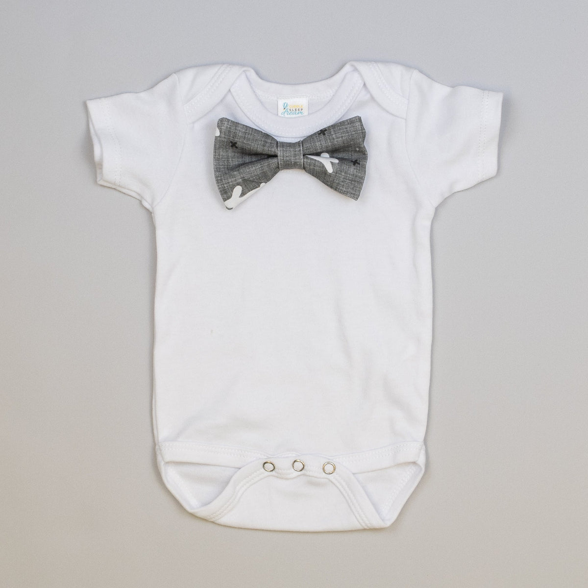 Cuddle Sleep Dream Bowtie Bodysuit Gray Bunny Bowtie Bodysuit