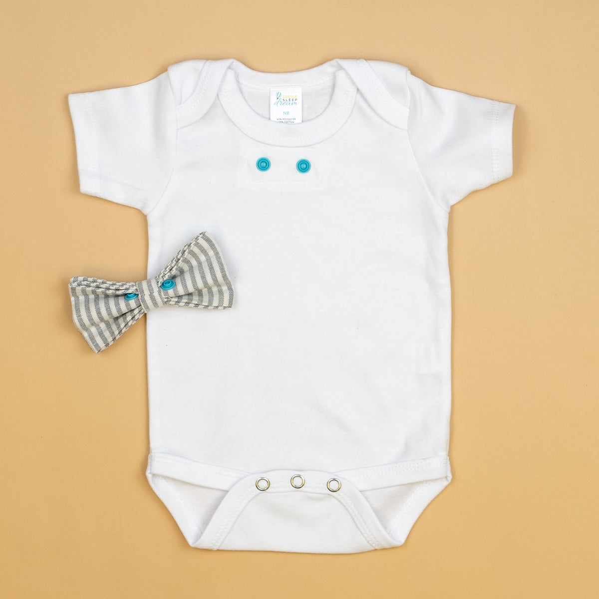 Cuddle Sleep Dream Bowtie Bodysuit Gray Vertical Stripe Bowtie Bodysuit