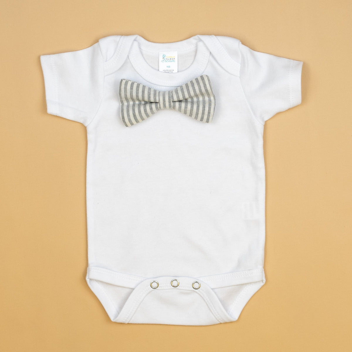 Cuddle Sleep Dream Bowtie Bodysuit Gray Vertical Stripe Bowtie Bodysuit