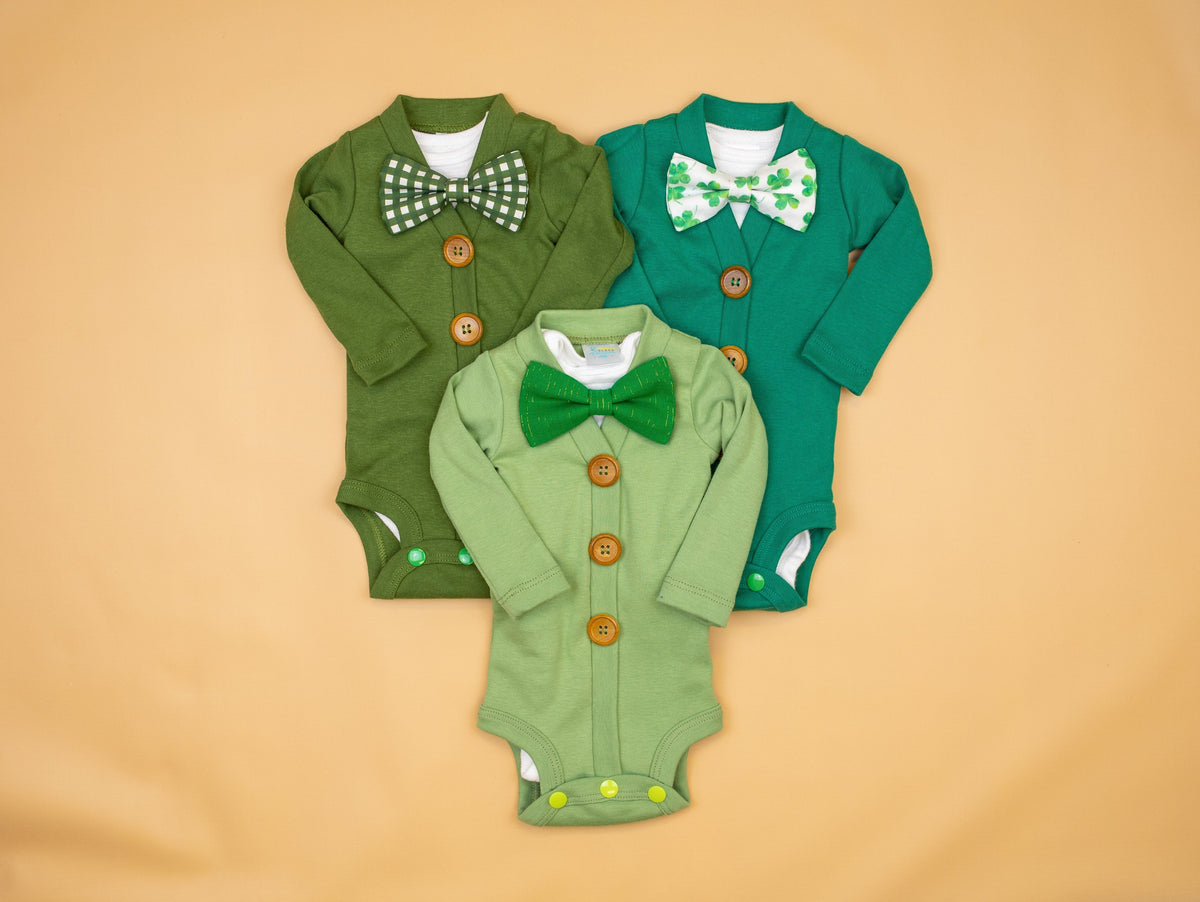 Cuddle Sleep Dream Bowtie Bodysuit Green/Gold Metallic Bowtie Bodysuit