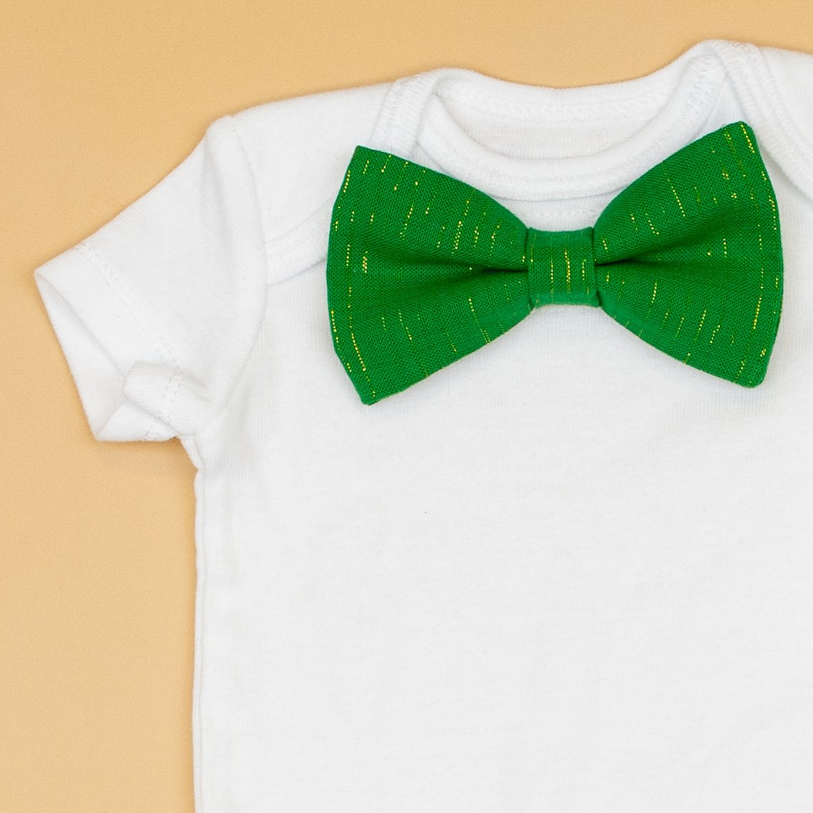 Cuddle Sleep Dream Oh Snap Green/Gold Metallic Bowtie Bodysuit