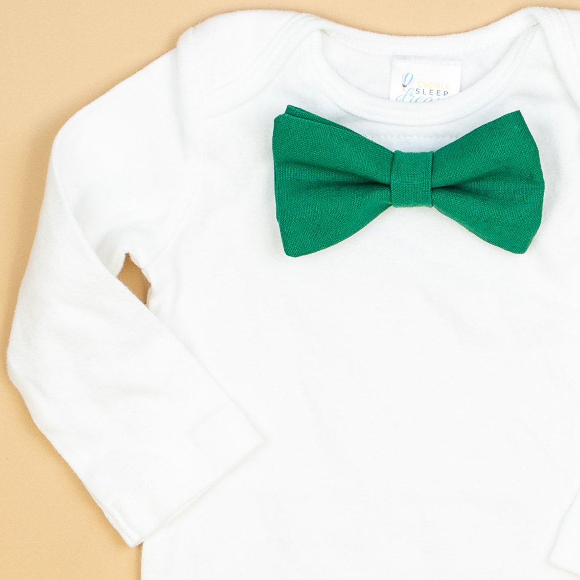 Cuddle Sleep Dream Bowtie Bodysuit Green Linen Bowtie Bodysuit