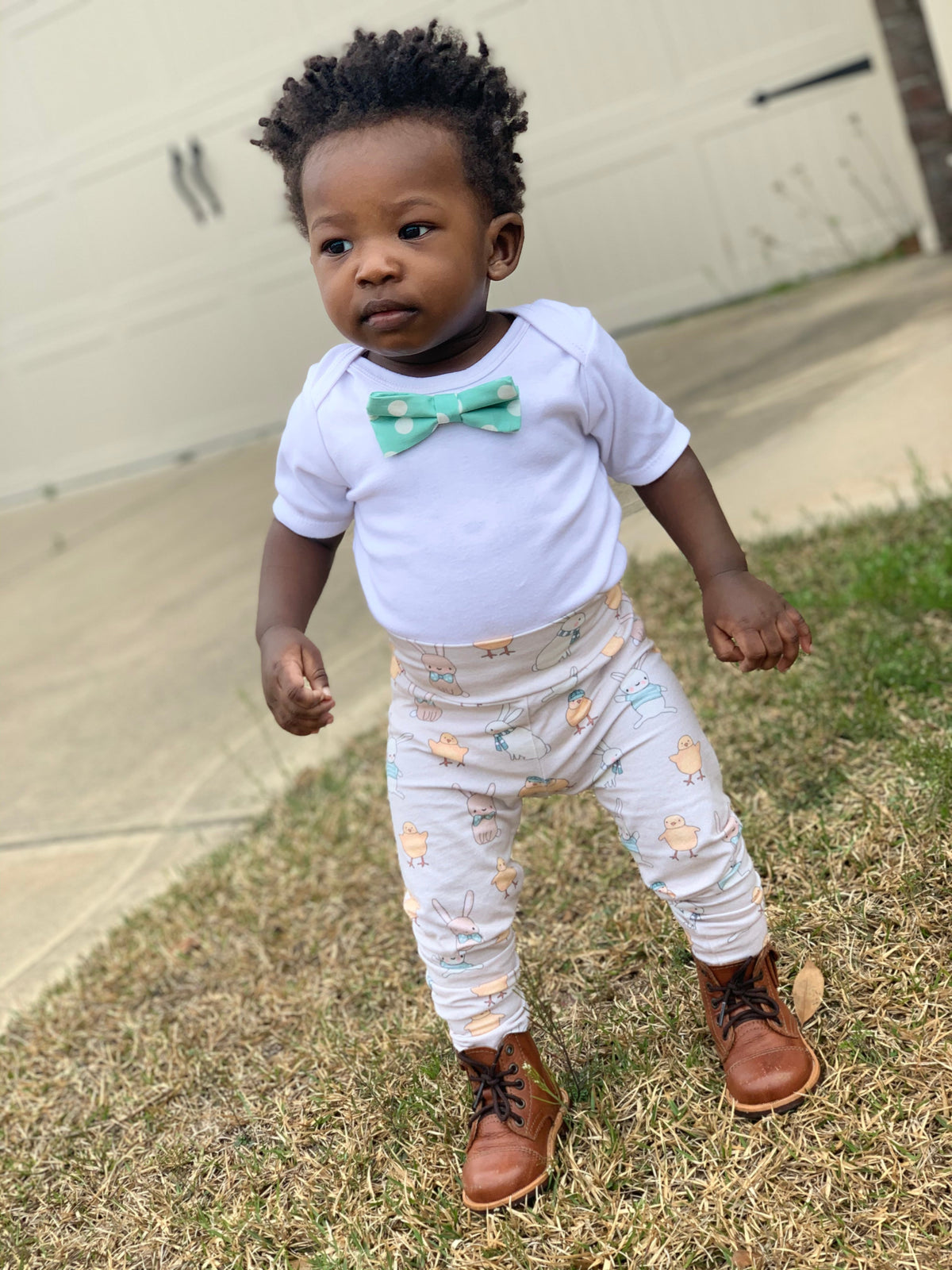 Cuddle Sleep Dream Bowtie Bodysuit Muted Teal Dot Bowtie Bodysuit