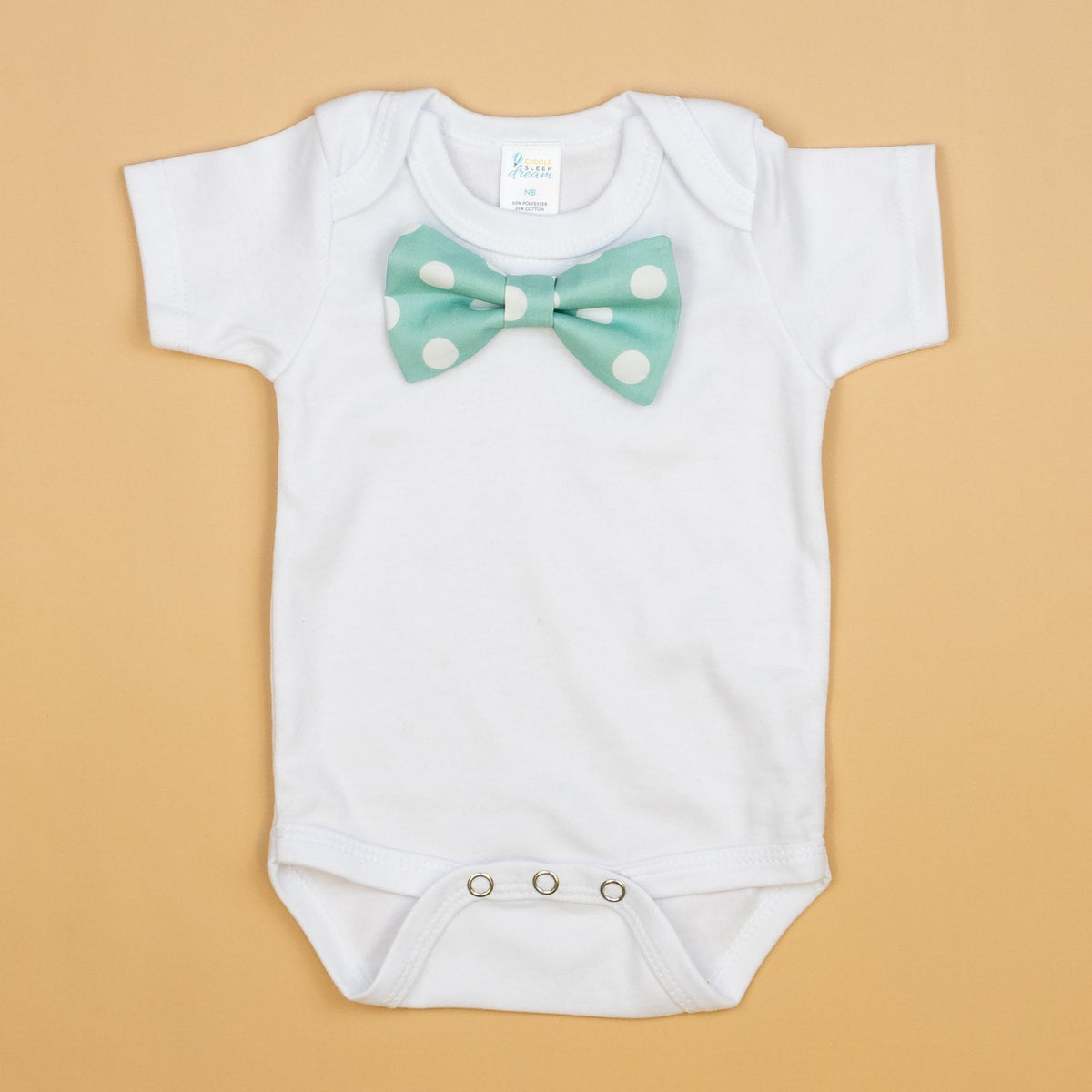 Cuddle Sleep Dream Bowtie Bodysuit NB Short Sleeve Bodysuit Muted Teal Dot Bowtie Bodysuit