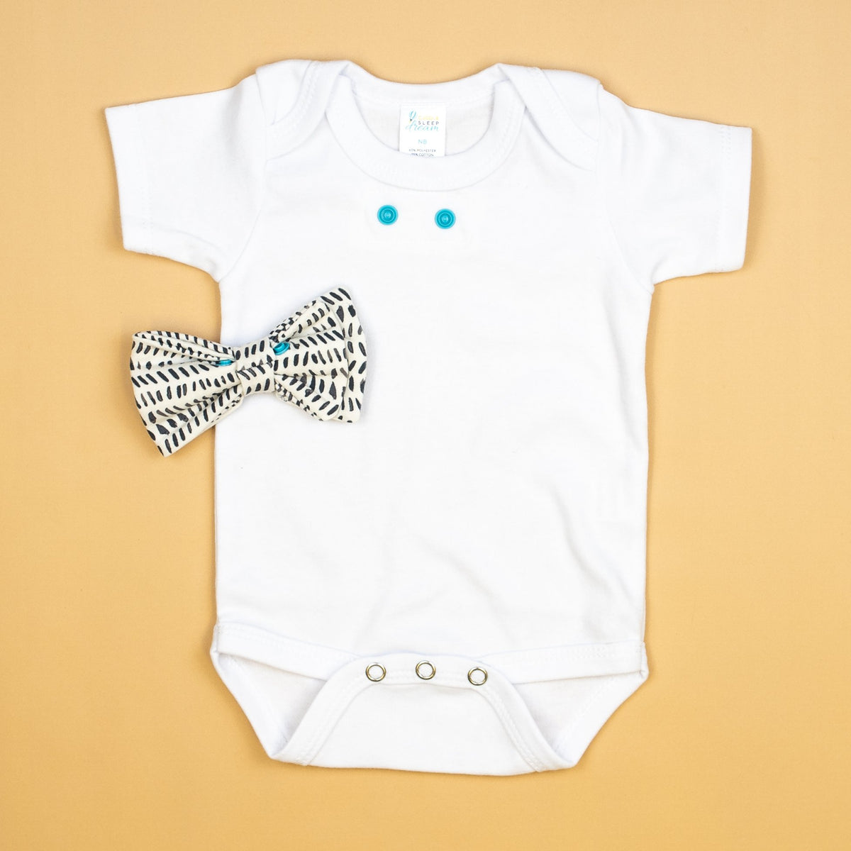 Cuddle Sleep Dream Bowtie Bodysuit Navy Dashes Bowtie Bodysuit