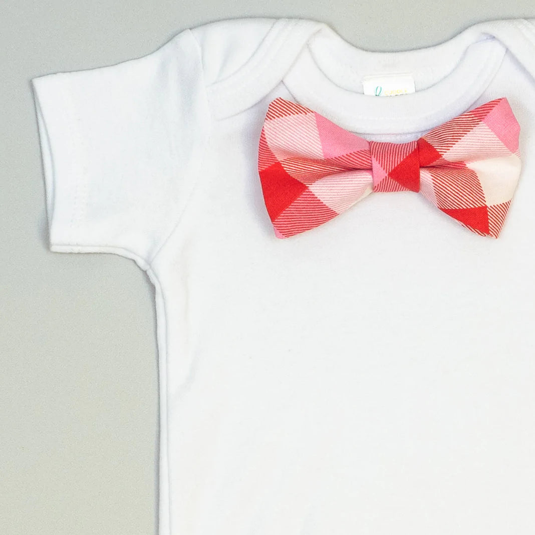 Cuddle Sleep Dream Bowtie Bodysuit Pink & Red Large Check Bowtie Bodysuit